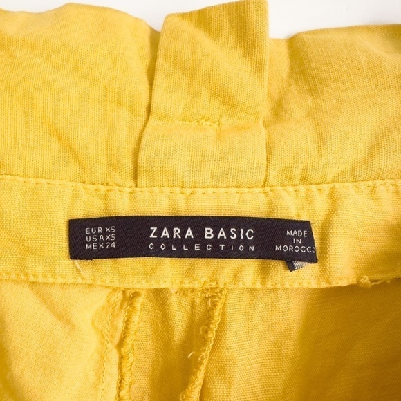 Zara Yellow Linen Wide Leg Paper Bag Cropped Palazzo Pants sz XS - Picture 13 of 16